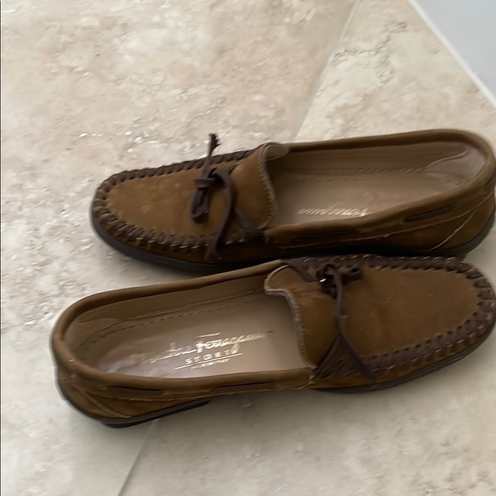 Salvatore Ferragamo Brown Moccasin-Style Flats